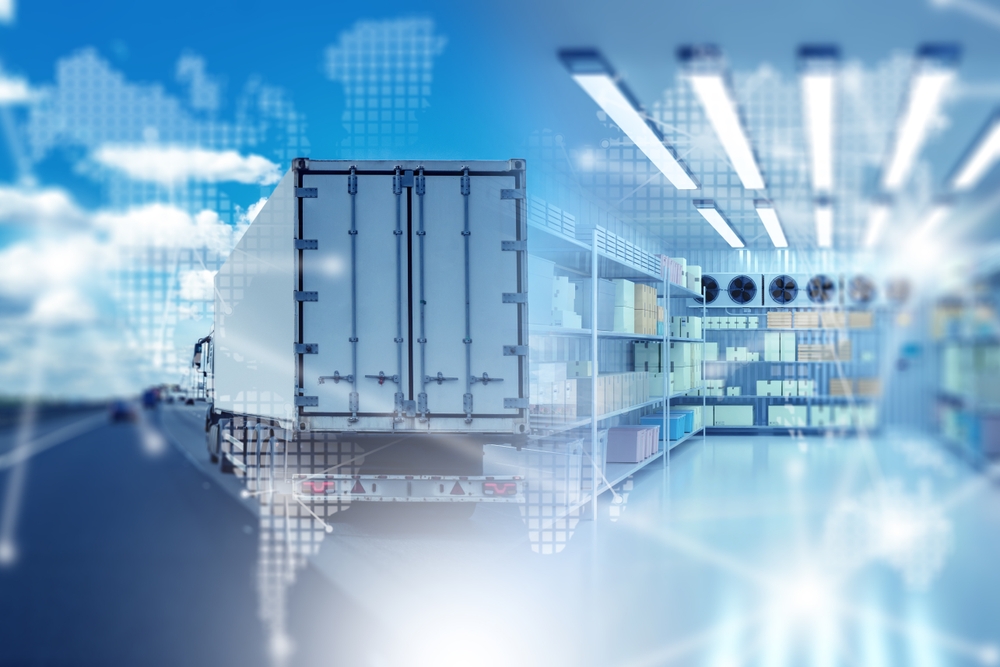 Truck,With,Refrigerated,Container.,Refrigerator,Inside,Truck.,Machine,For,Transporting